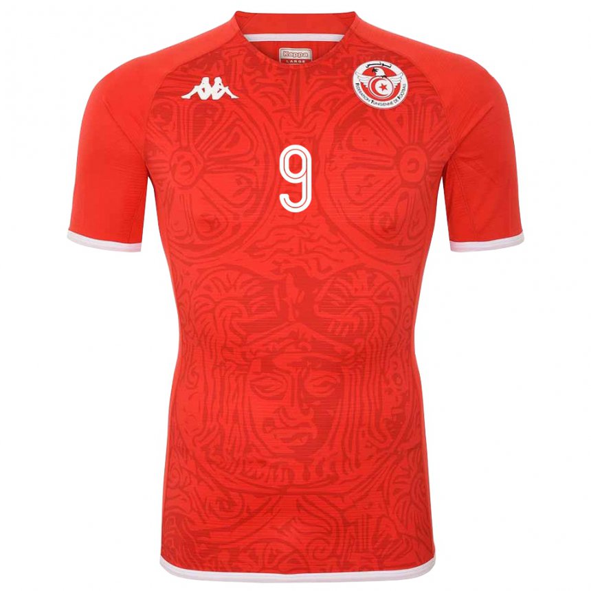 Uomo Maglia Tunisia Mortadha Ben Ouanes #9 Rosso Kit Gara Home 22-24 Maglietta