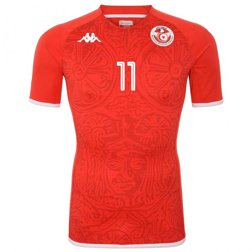 Uomo Maglia Tunisia Taha Yassine Khenissi #11 Rosso Kit Gara Home 22-24 Maglietta