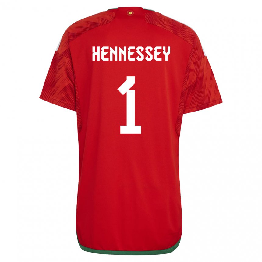 Uomo Maglia Galles Wayne Hennessey #1 Rosso Kit Gara Home 22-24 Maglietta