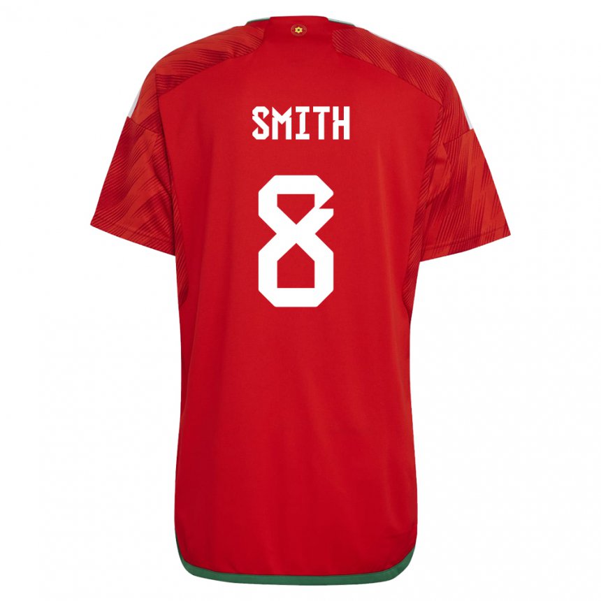 Uomo Maglia Galles Matt Smith #8 Rosso Kit Gara Home 22-24 Maglietta