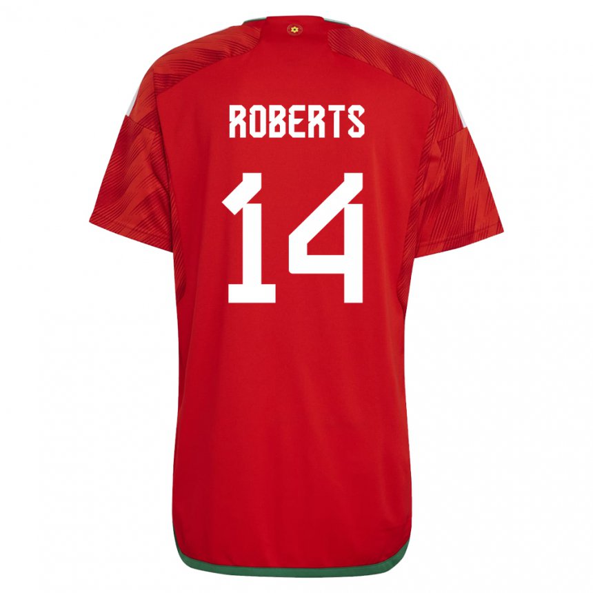 Uomo Maglia Galles Connor Roberts #14 Rosso Kit Gara Home 22-24 Maglietta