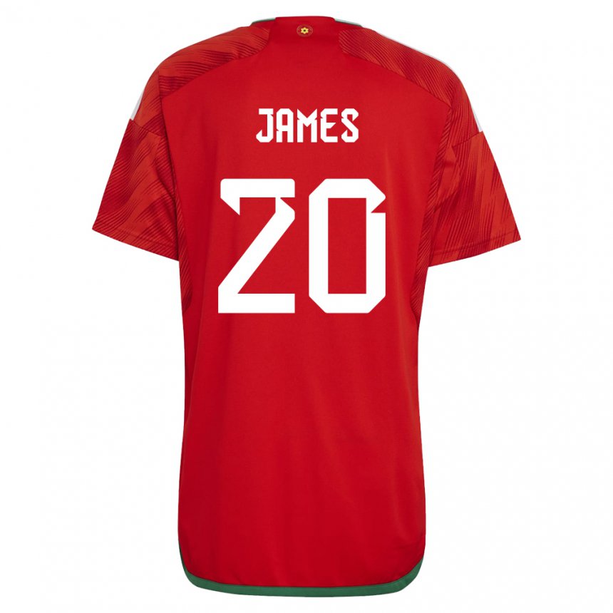 Uomo Maglia Galles Daniel James #20 Rosso Kit Gara Home 22-24 Maglietta