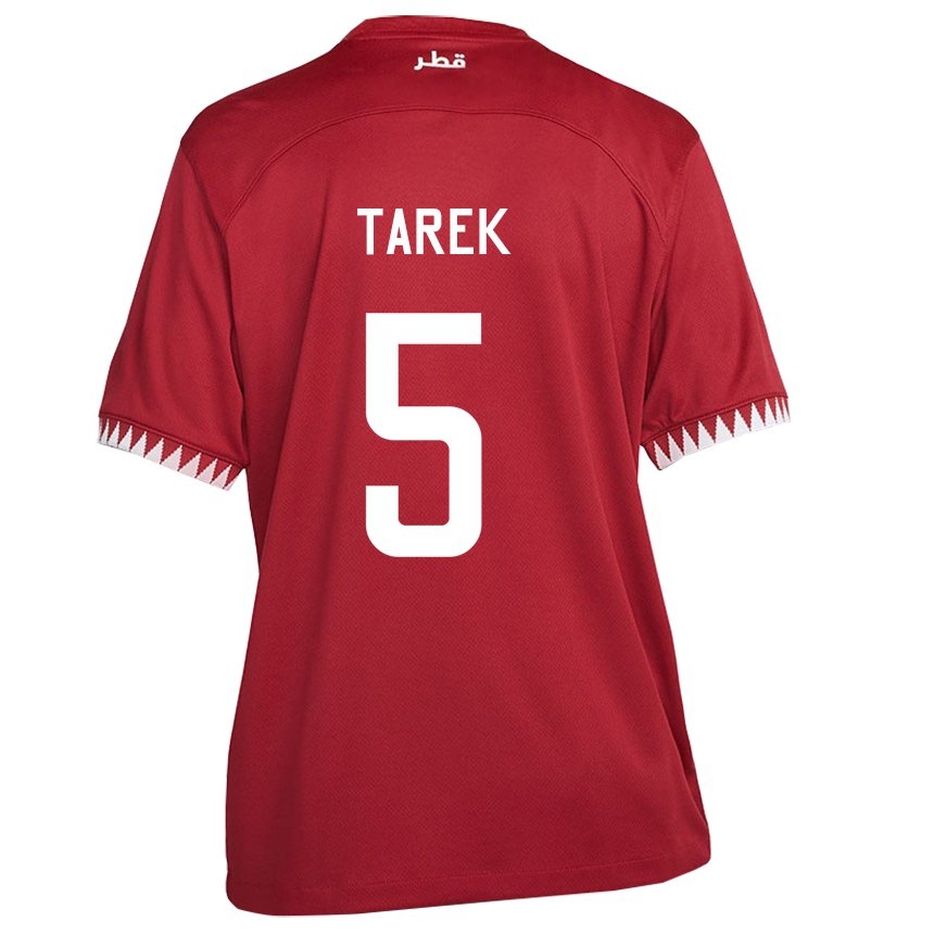 Uomo Maglia Qatar Tarek Salman #5 Marrone Kit Gara Home 22-24 Maglietta