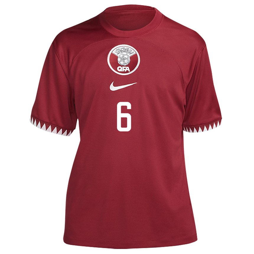 Uomo Maglia Qatar Abdulaziz Hatem #6 Marrone Kit Gara Home 22-24 Maglietta