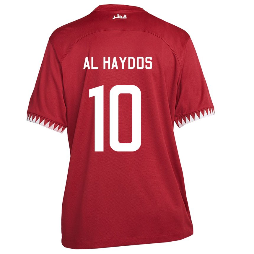 Uomo Maglia Qatar Hasan Al Haydos #10 Marrone Kit Gara Home 22-24 Maglietta