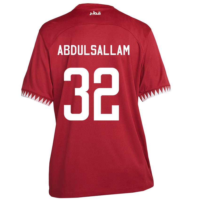 Uomo Maglia Qatar Jassem Gaber Abdulsallam #32 Marrone Kit Gara Home 22-24 Maglietta