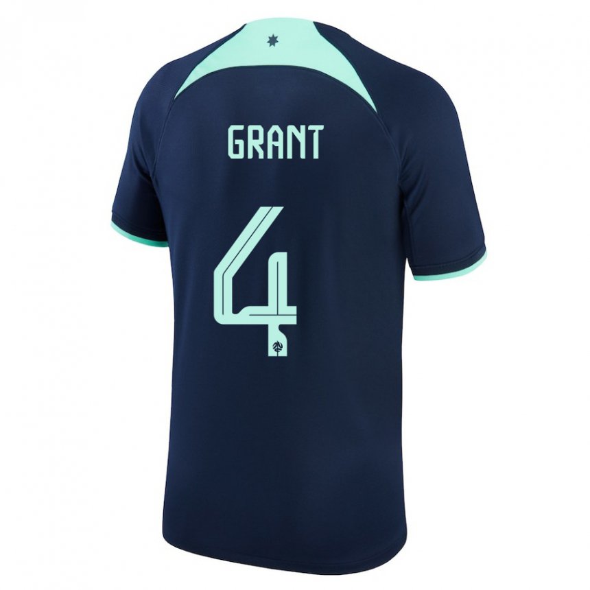 Uomo Maglia Australia Rhyan Grant #4 Blu Scuro Kit Gara Away 22-24 Maglietta