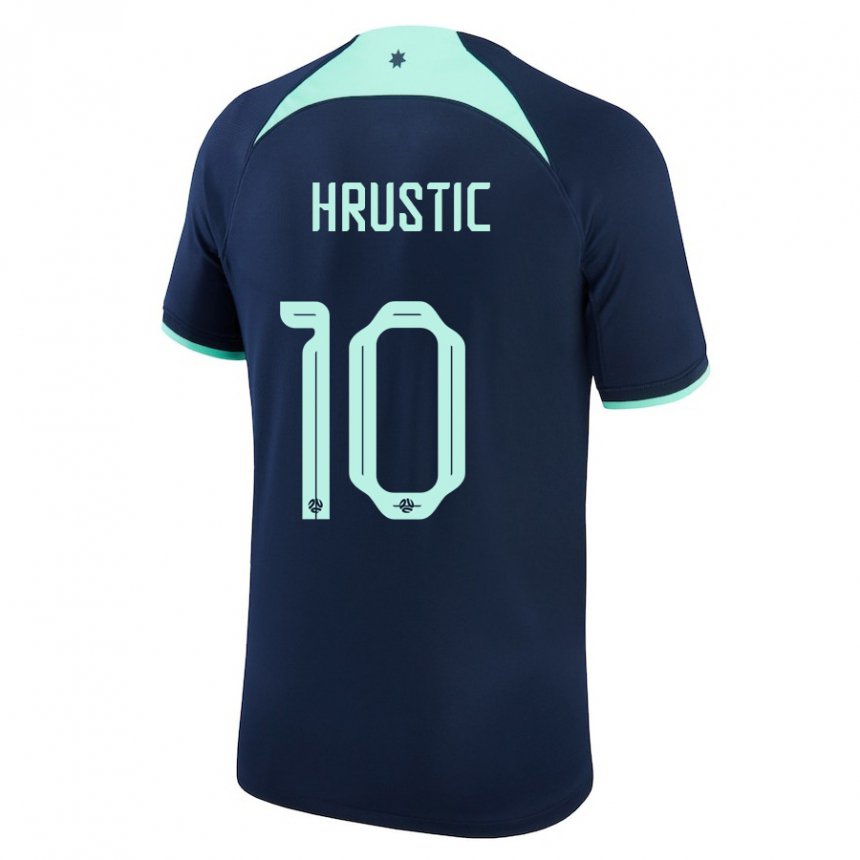 Uomo Maglia Australia Ajdin Hrustic #10 Blu Scuro Kit Gara Away 22-24 Maglietta