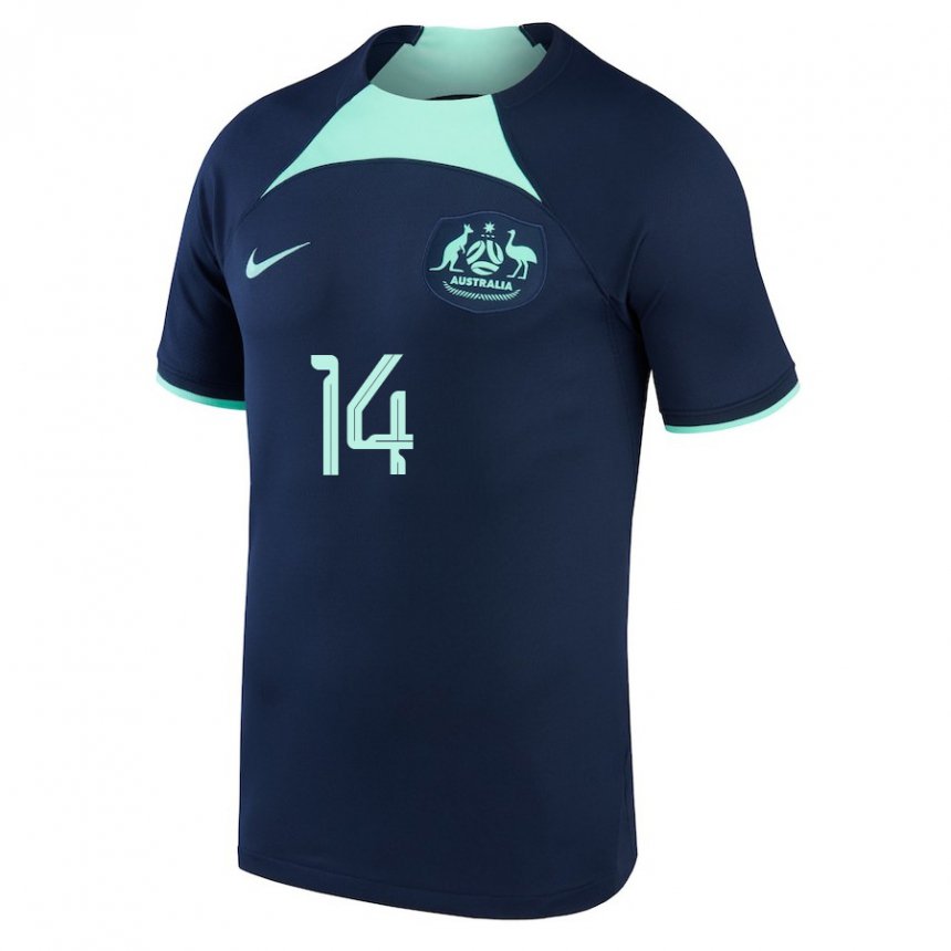 Uomo Maglia Australia Riley Mcgree #14 Blu Scuro Kit Gara Away 22-24 Maglietta