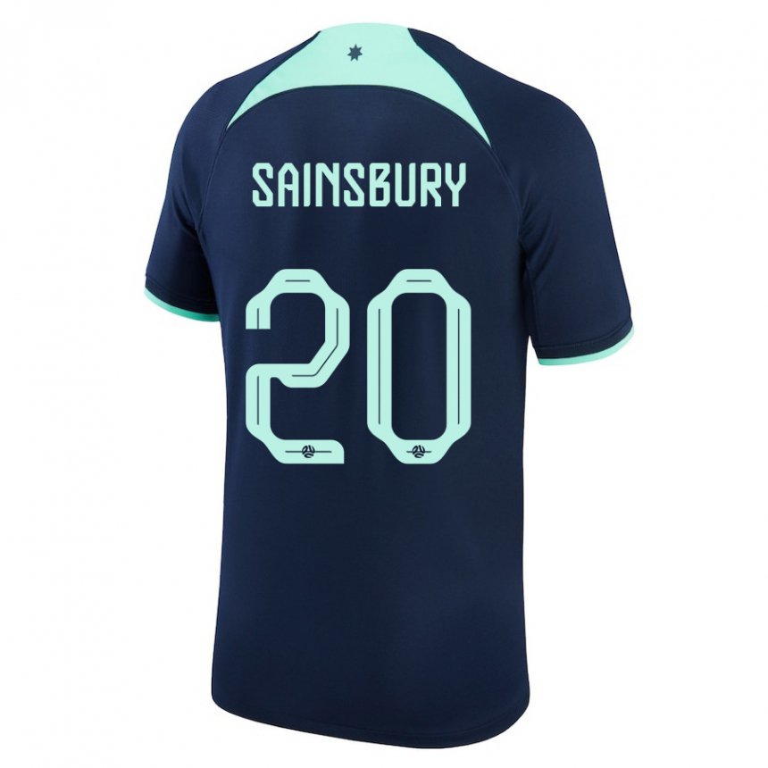 Uomo Maglia Australia Trent Sainsbury #20 Blu Scuro Kit Gara Away 22-24 Maglietta