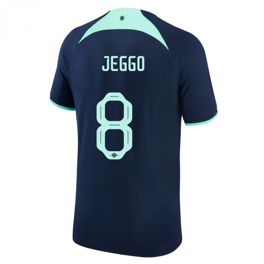 Uomo Maglia Australia James Jeggo #8 Blu Scuro Kit Gara Away 22-24 Maglietta