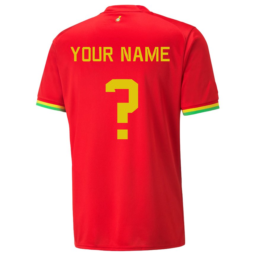 Uomo Maglia Ghana Il Tuo Nome #0 Rosso Kit Gara Away 22-24 Maglietta