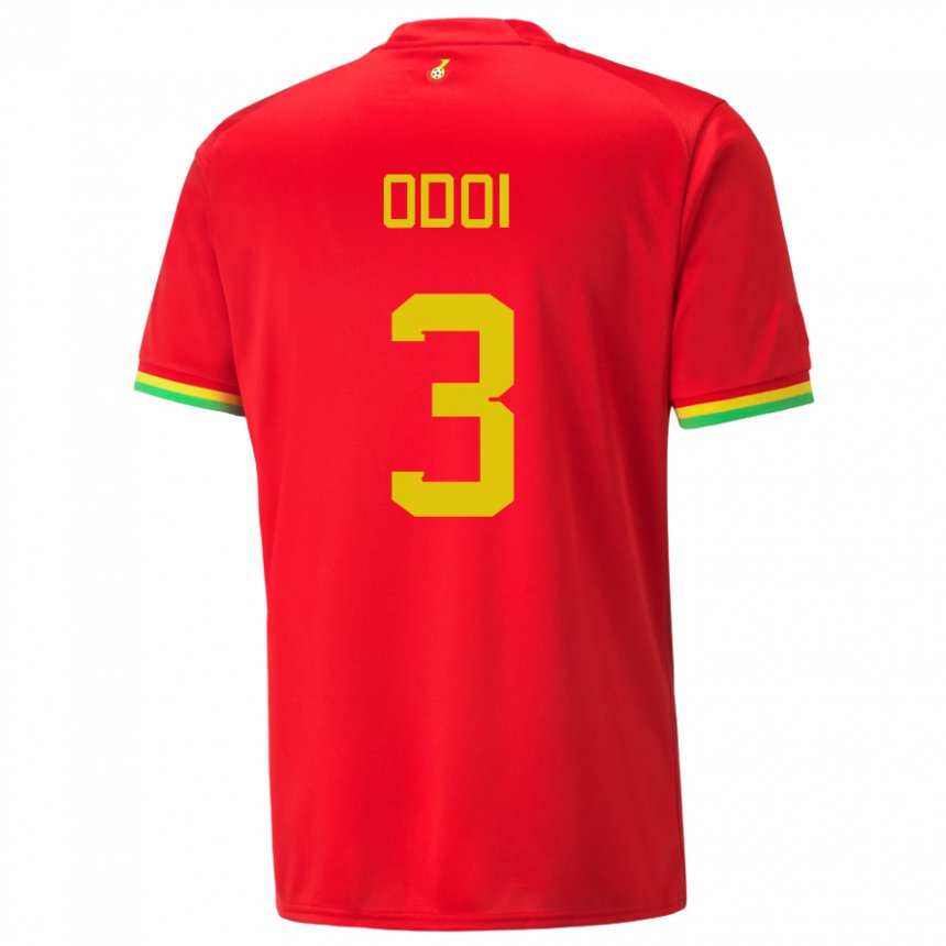 Uomo Maglia Ghana Denis Odoi #3 Rosso Kit Gara Away 22-24 Maglietta