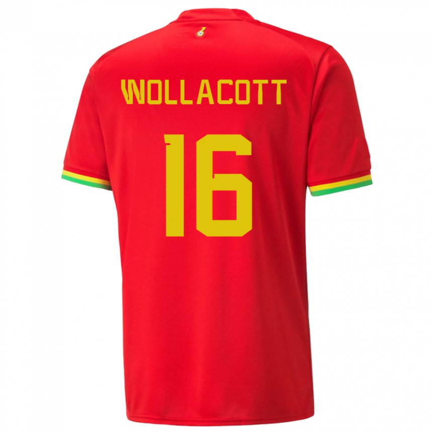 Uomo Maglia Ghana Joe Wollacott #16 Rosso Kit Gara Away 22-24 Maglietta