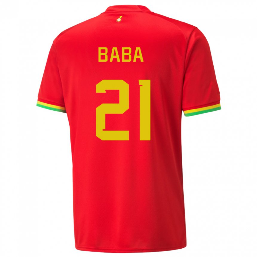 Uomo Maglia Ghana Iddrisu Baba #21 Rosso Kit Gara Away 22-24 Maglietta