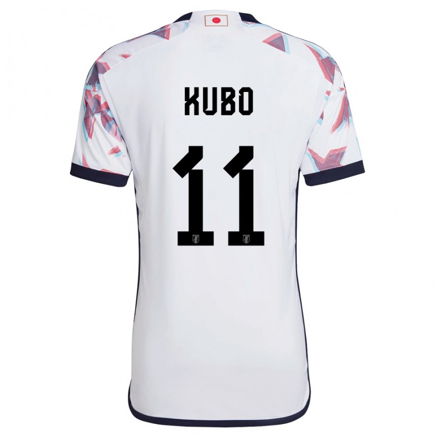 Uomo Maglia Giappone Takefusa Kubo #11 Bianco Kit Gara Away 22-24 Maglietta