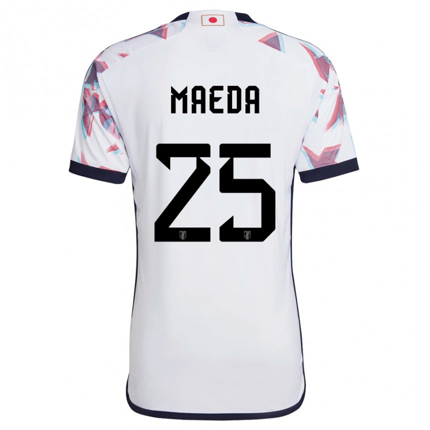 Uomo Maglia Giappone Daizen Maeda #25 Bianco Kit Gara Away 22-24 Maglietta