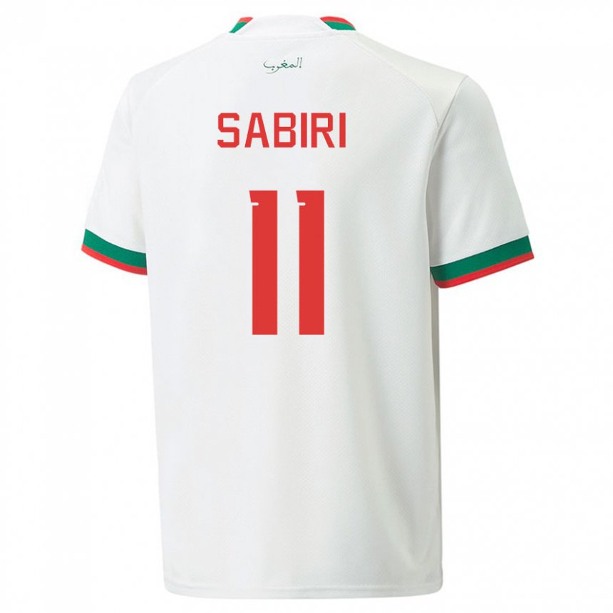 Uomo Maglia Marocco Abdelhamid Sabiri #11 Bianco Kit Gara Away 22-24 Maglietta