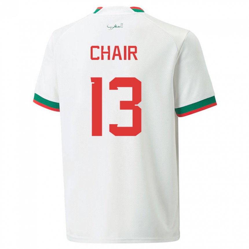 Uomo Maglia Marocco Iliass Chair #13 Bianco Kit Gara Away 22-24 Maglietta