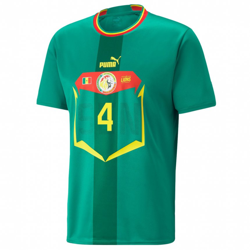 Uomo Maglia Senegal Pape Abou Cisse #4 Verde Kit Gara Away 22-24 Maglietta