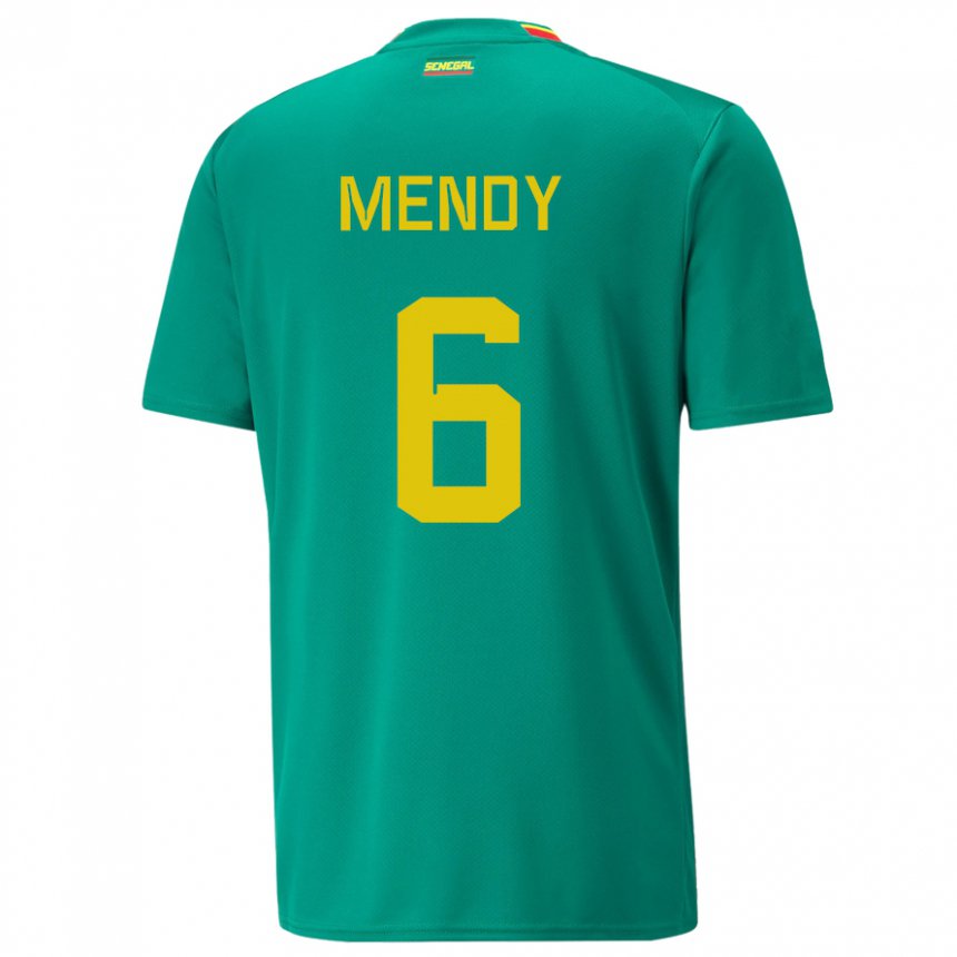 Uomo Maglia Senegal Nampalys Mendy #6 Verde Kit Gara Away 22-24 Maglietta