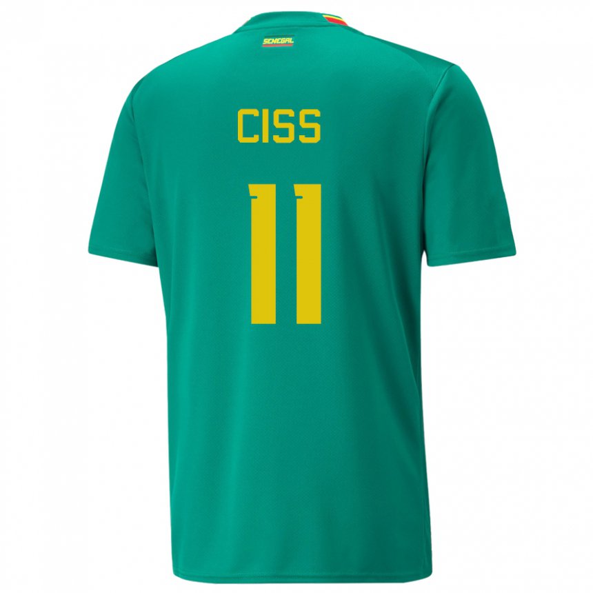 Uomo Maglia Senegal Pathe Ciss #11 Verde Kit Gara Away 22-24 Maglietta