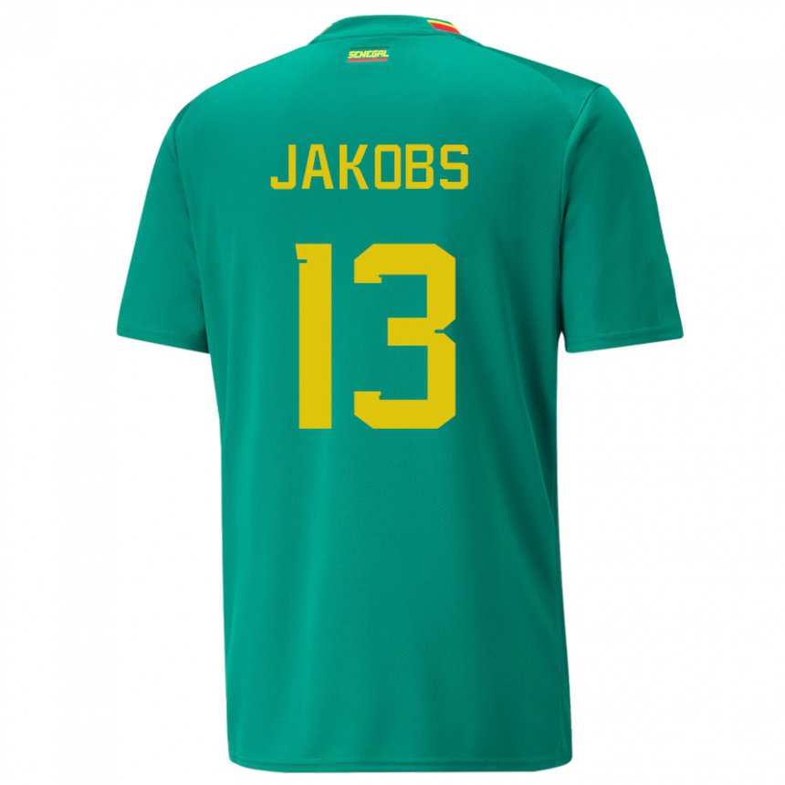 Uomo Maglia Senegal Ismail Jakobs #13 Verde Kit Gara Away 22-24 Maglietta