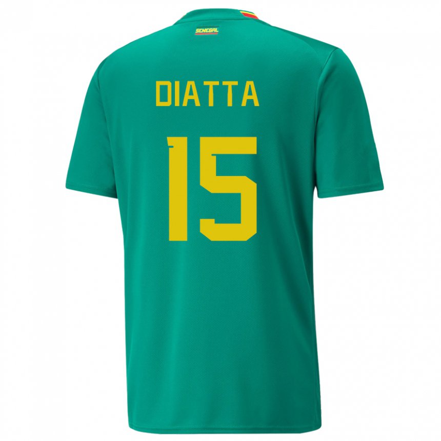 Uomo Maglia Senegal Krepin Diatta #15 Verde Kit Gara Away 22-24 Maglietta