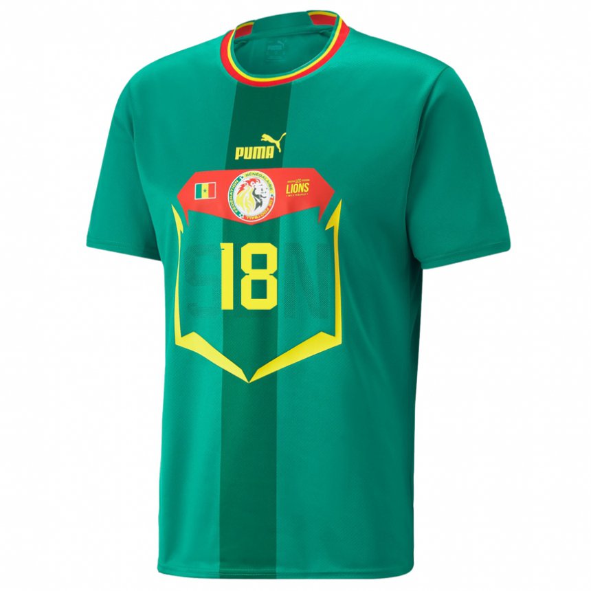 Uomo Maglia Senegal Ismaila Sarr #18 Verde Kit Gara Away 22-24 Maglietta