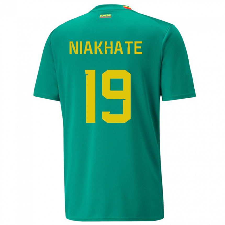 Uomo Maglia Senegal Moussa Niakhate #19 Verde Kit Gara Away 22-24 Maglietta