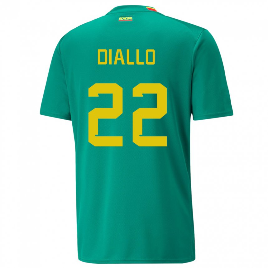 Uomo Maglia Senegal Abdou Diallo #22 Verde Kit Gara Away 22-24 Maglietta