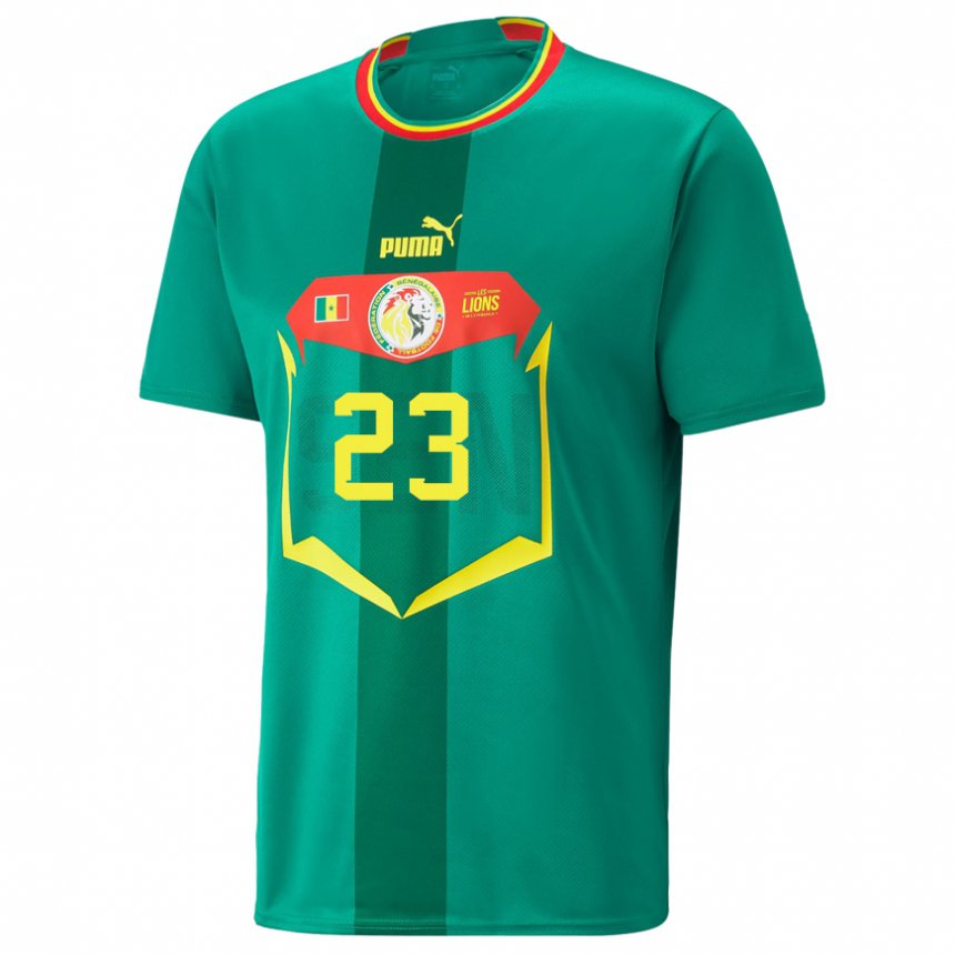 Uomo Maglia Senegal Alfred Gomis #23 Verde Kit Gara Away 22-24 Maglietta