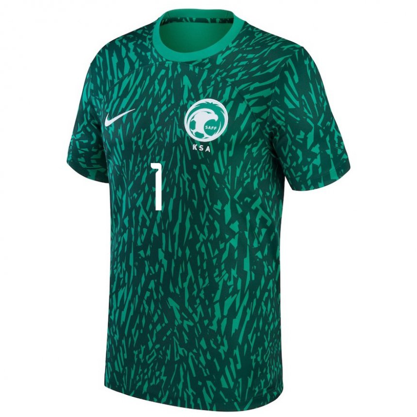 Uomo Maglia Arabia Saudita Mohammed Al Rubaie #1 Verde Scuro Kit Gara Away 22-24 Maglietta