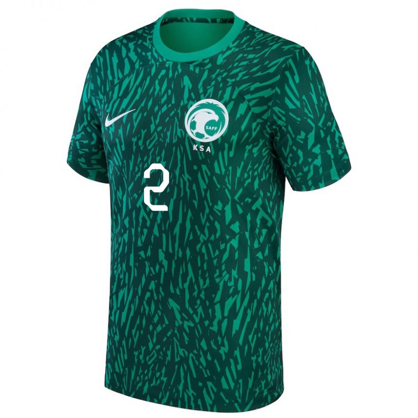 Uomo Maglia Arabia Saudita Sultan Al Ghanam #2 Verde Scuro Kit Gara Away 22-24 Maglietta