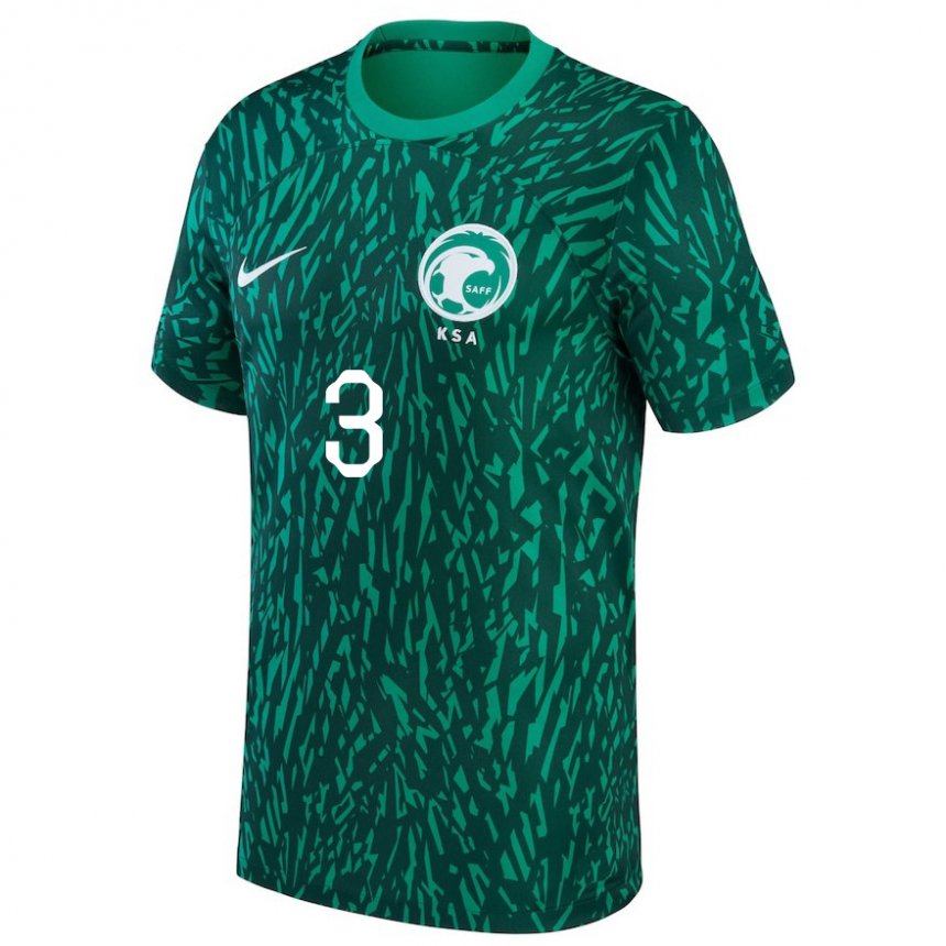 Uomo Maglia Arabia Saudita Abdullah Madu #3 Verde Scuro Kit Gara Away 22-24 Maglietta