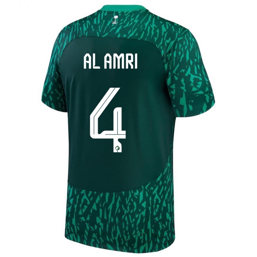 Uomo Maglia Arabia Saudita Abdulelah Al Amri #4 Verde Scuro Kit Gara Away 22-24 Maglietta