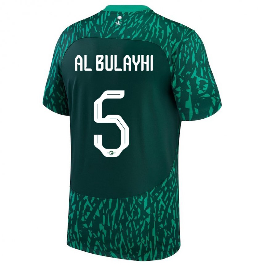 Uomo Maglia Arabia Saudita Ali Al Bulayhi #5 Verde Scuro Kit Gara Away 22-24 Maglietta