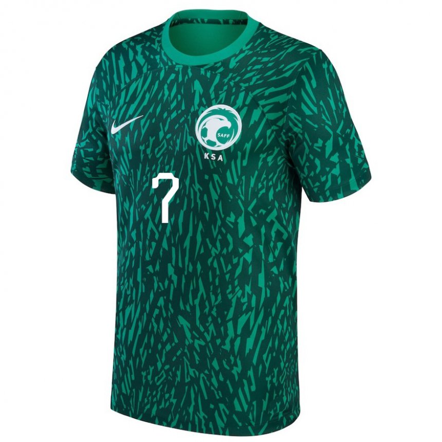 Uomo Maglia Arabia Saudita Salman Al Faraj #7 Verde Scuro Kit Gara Away 22-24 Maglietta