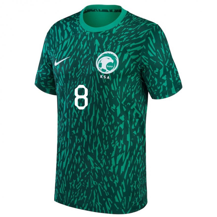 Uomo Maglia Arabia Saudita Ahmed Bamasud #8 Verde Scuro Kit Gara Away 22-24 Maglietta