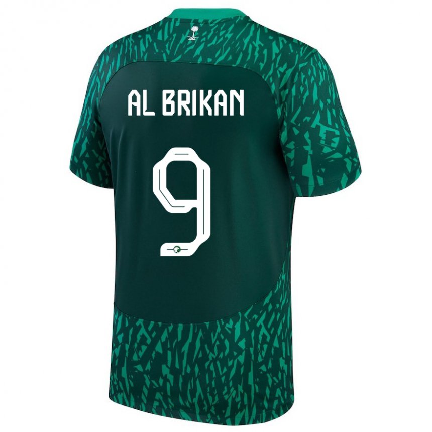 Uomo Maglia Arabia Saudita Feras Al Brikan #9 Verde Scuro Kit Gara Away 22-24 Maglietta