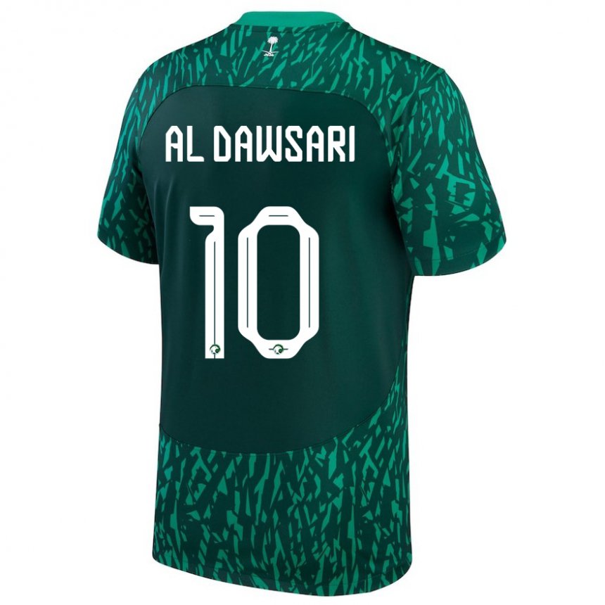 Uomo Maglia Arabia Saudita Salem Al Dawsari #10 Verde Scuro Kit Gara Away 22-24 Maglietta