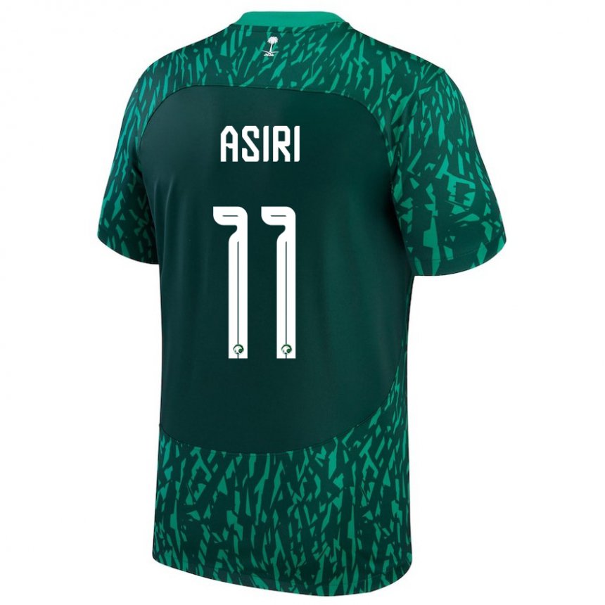 Uomo Maglia Arabia Saudita Haitham Asiri #11 Verde Scuro Kit Gara Away 22-24 Maglietta