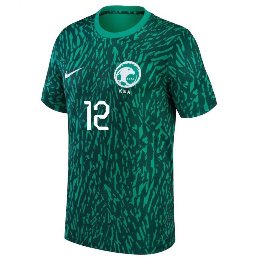 Uomo Maglia Arabia Saudita Saud Abdulhamid #12 Verde Scuro Kit Gara Away 22-24 Maglietta