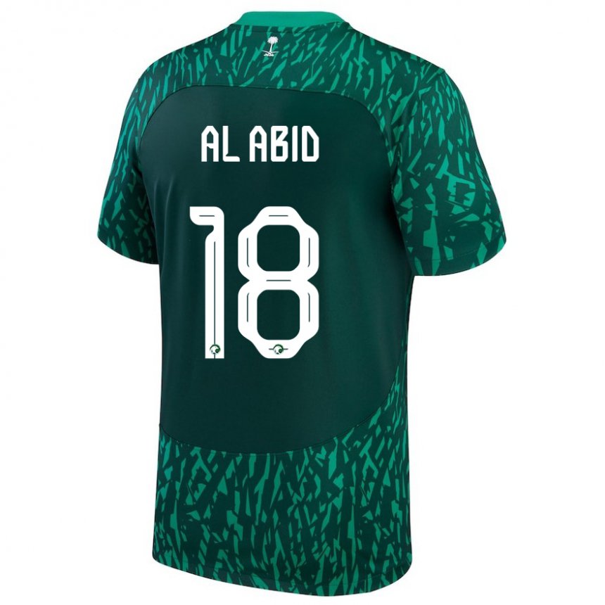 Uomo Maglia Arabia Saudita Nawaf Al Abid #18 Verde Scuro Kit Gara Away 22-24 Maglietta