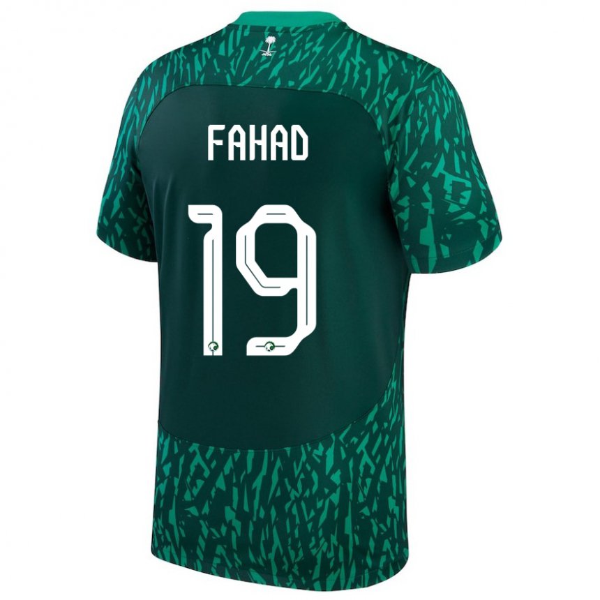 Uomo Maglia Arabia Saudita Fahad Al Muwallad #19 Verde Scuro Kit Gara Away 22-24 Maglietta