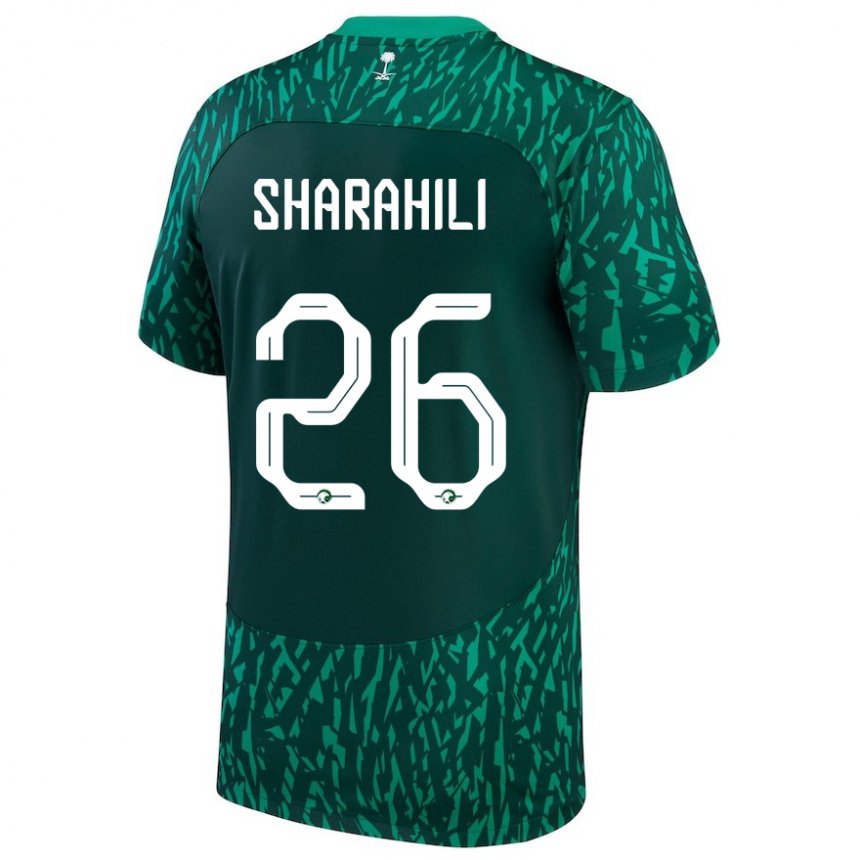 Uomo Maglia Arabia Saudita Riyadh Sharahili #26 Verde Scuro Kit Gara Away 22-24 Maglietta