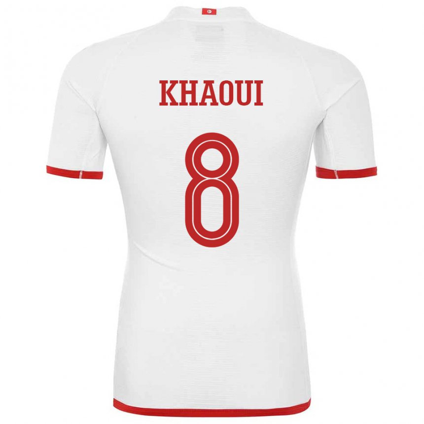 Uomo Maglia Tunisia Saif Eddine Khaoui #8 Bianco Kit Gara Away 22-24 Maglietta