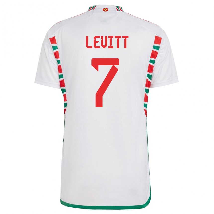 Uomo Maglia Galles Dylan Levitt #7 Bianco Kit Gara Away 22-24 Maglietta