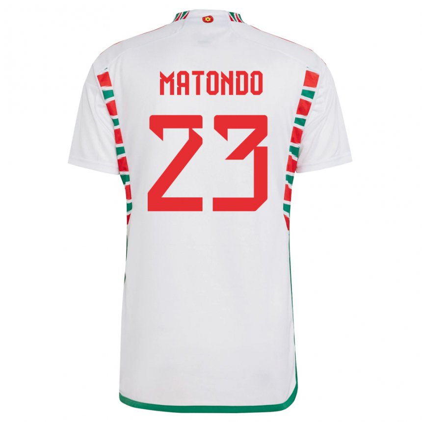 Uomo Maglia Galles Rabbi Matondo #23 Bianco Kit Gara Away 22-24 Maglietta