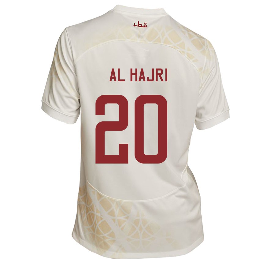 Uomo Maglia Qatar Salem Al Hajri #20 Beige Oro Kit Gara Away 22-24 Maglietta